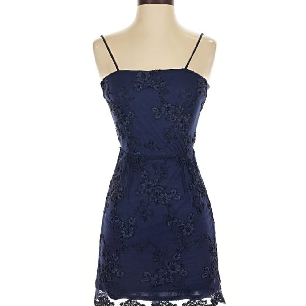 Lucy in the Sky Navy Floral Lace Mini Dress